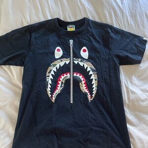 Black Graphic T-Shirt with Shark Design